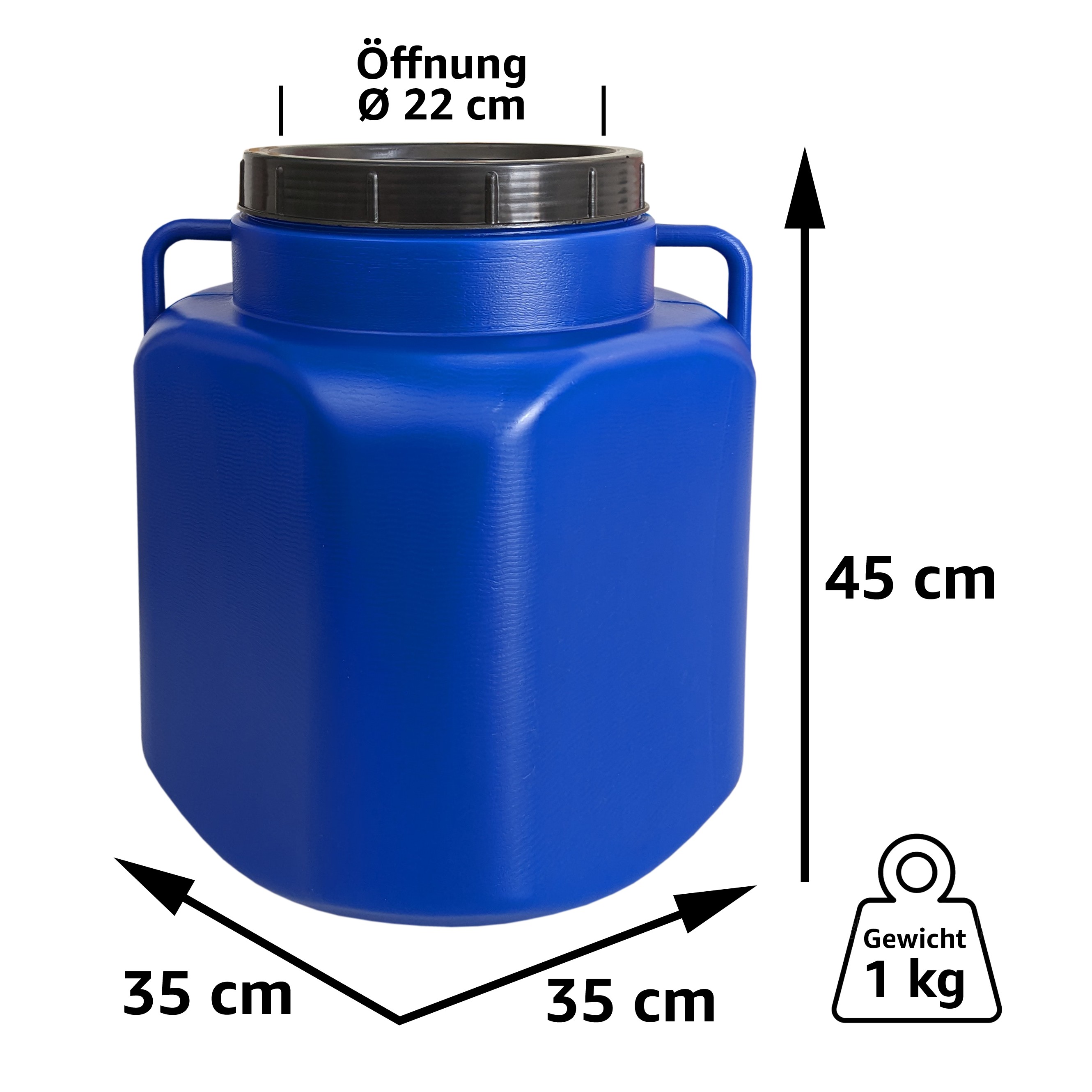 22531_bemassung 40 Liter Schraubdeckelfass eckig