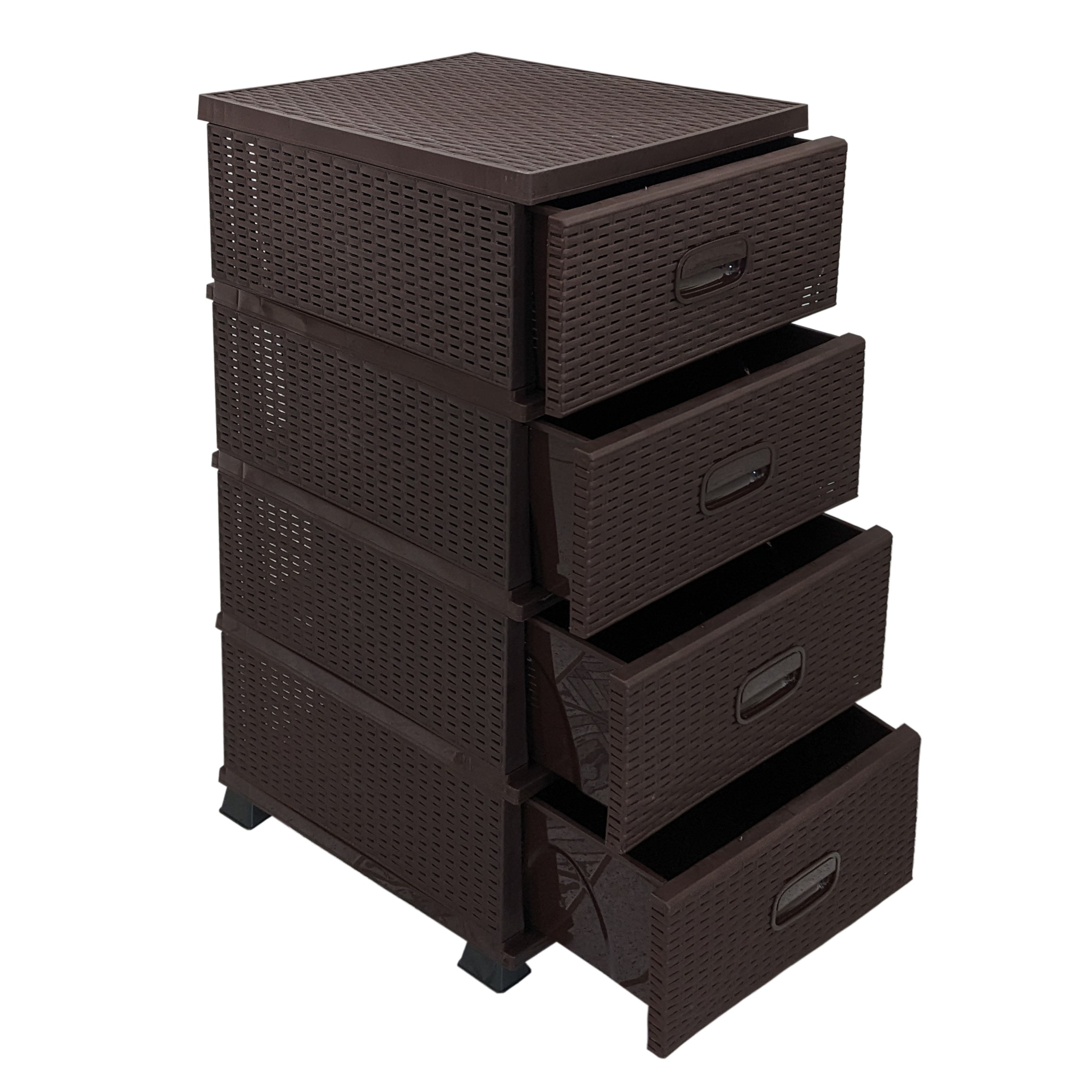 Regal mit 4 Schubladen in Rattanoptik