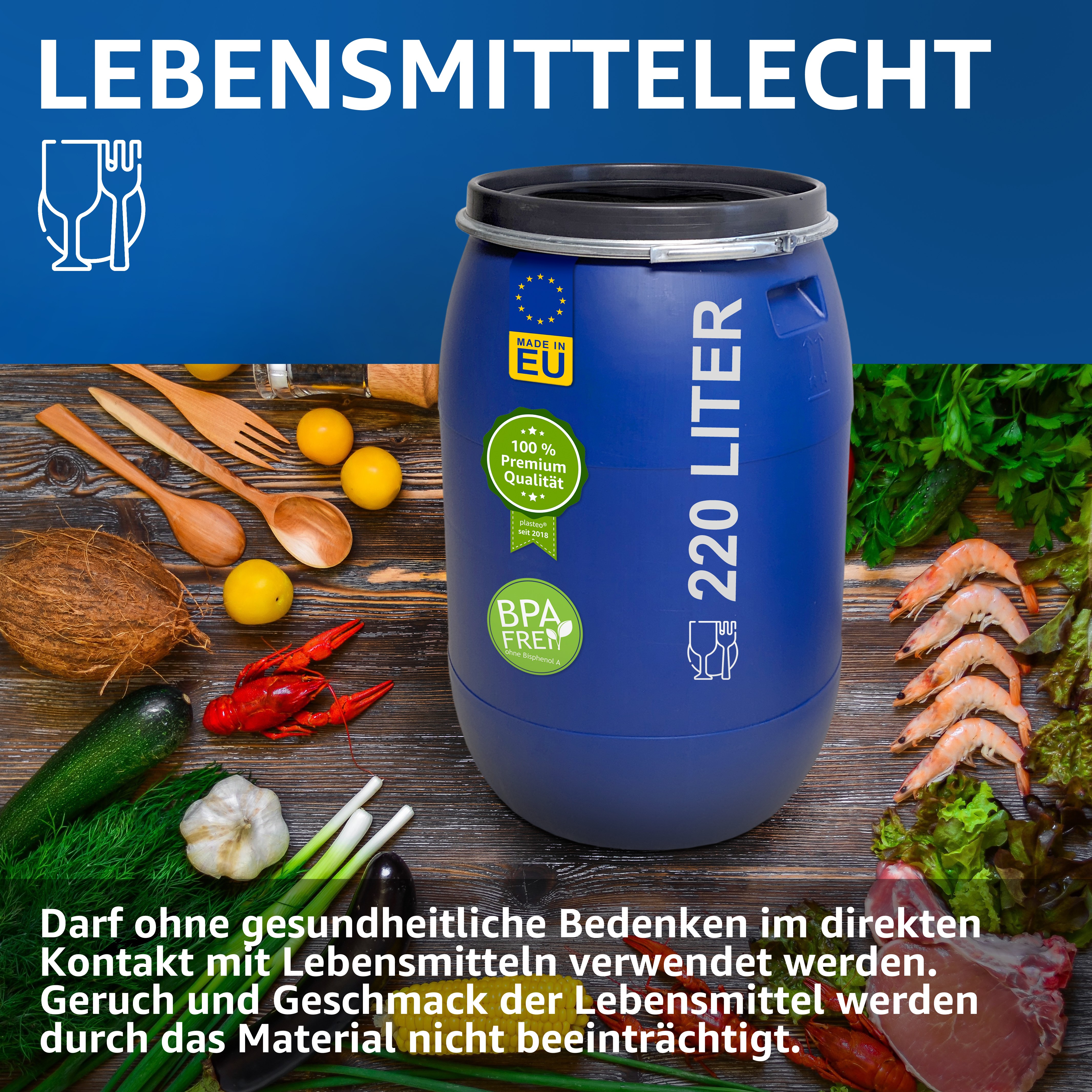 220 Liter Deckelfass Made in EU 220 Liter Deckelfass Made in EU