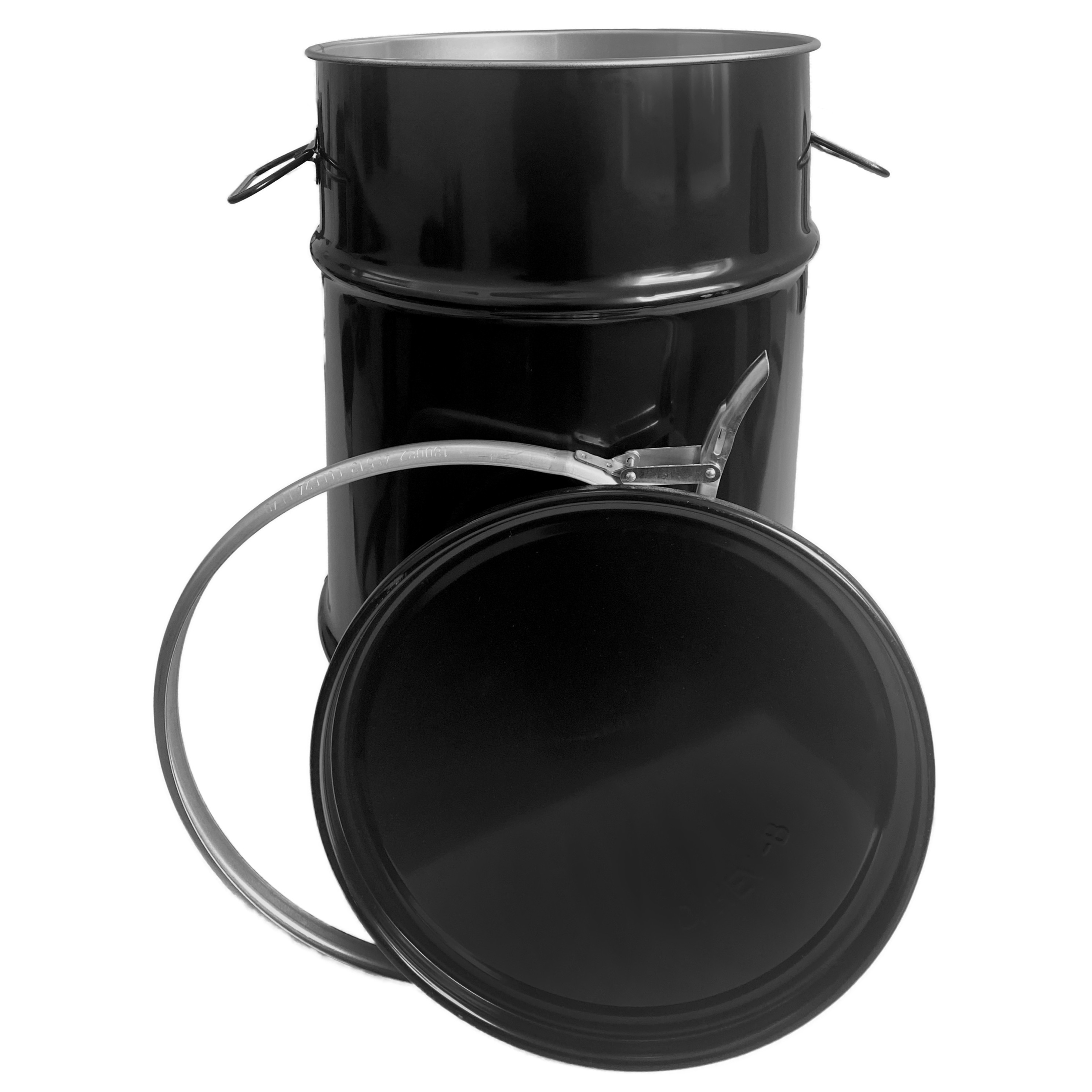 Stahlfass 60 Liter Deckelfass Tiefschwarz