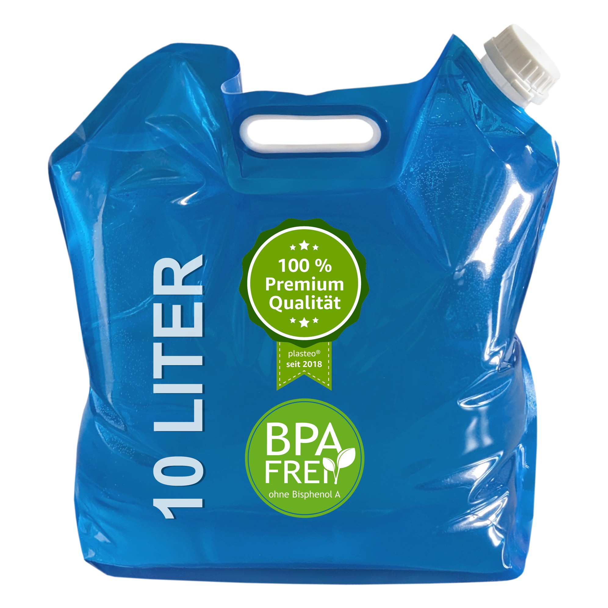 22128_galerie_badges plasteo Faltbarer Wasserkanister 10L BPA-frei für Trinkwasser Camping Festival Garten stabil