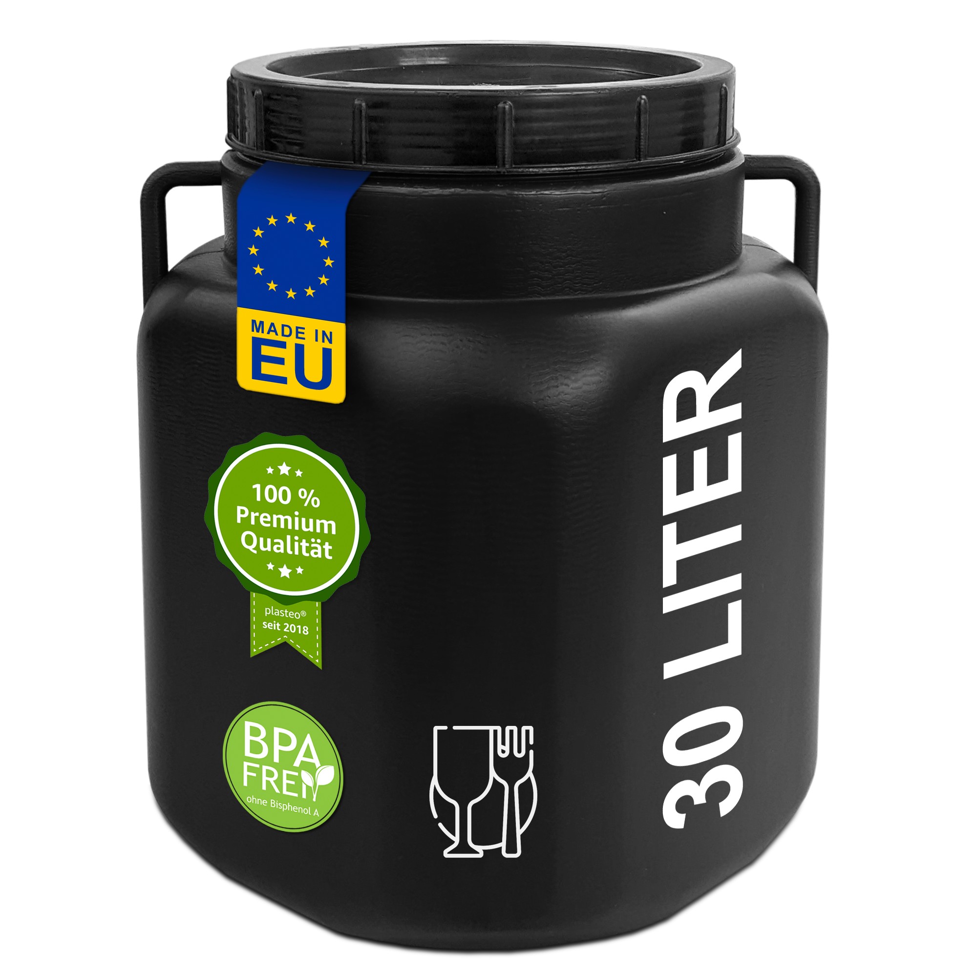 22575_galerie-badge 30 Liter Schraubdeckelfass eckig schwarz Made in EU