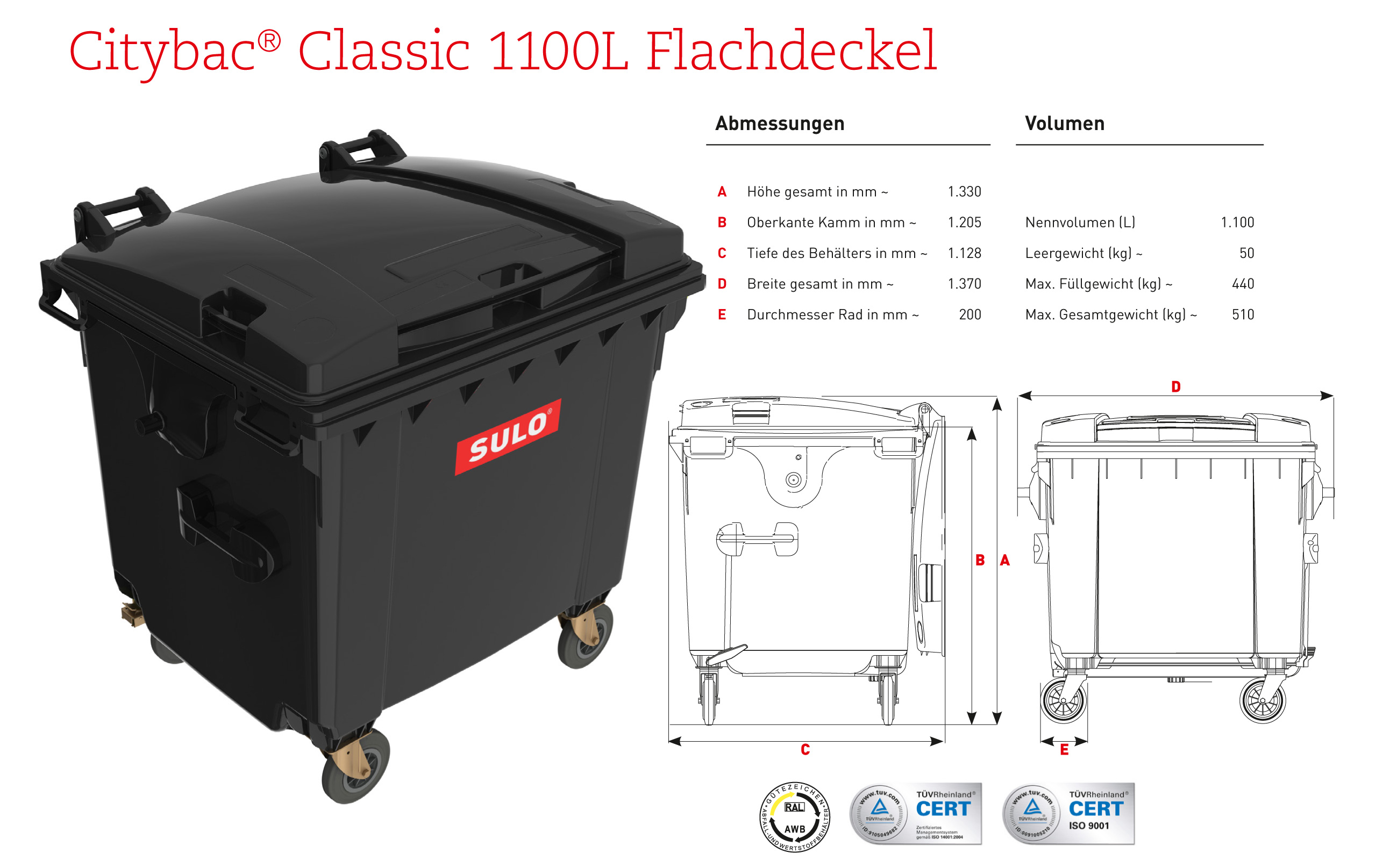 Datasheet_Citybac-Classic-1100 Sulo MGB 1100 mit Flachdeckel und Deckel im Deckel