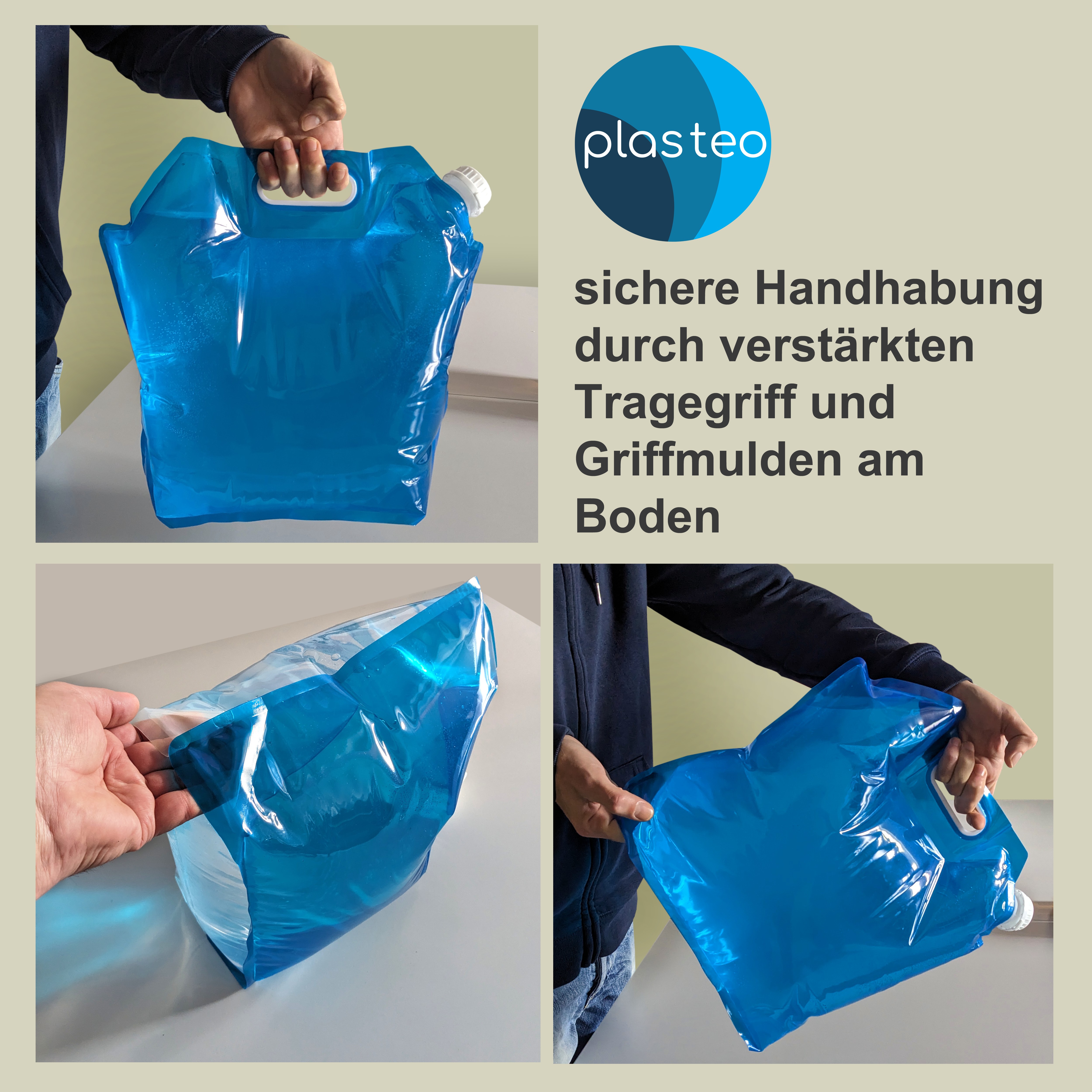 22128_1a plasteo Faltbarer Wasserkanister 10L BPA-frei für Trinkwasser Camping Festival Garten stabil