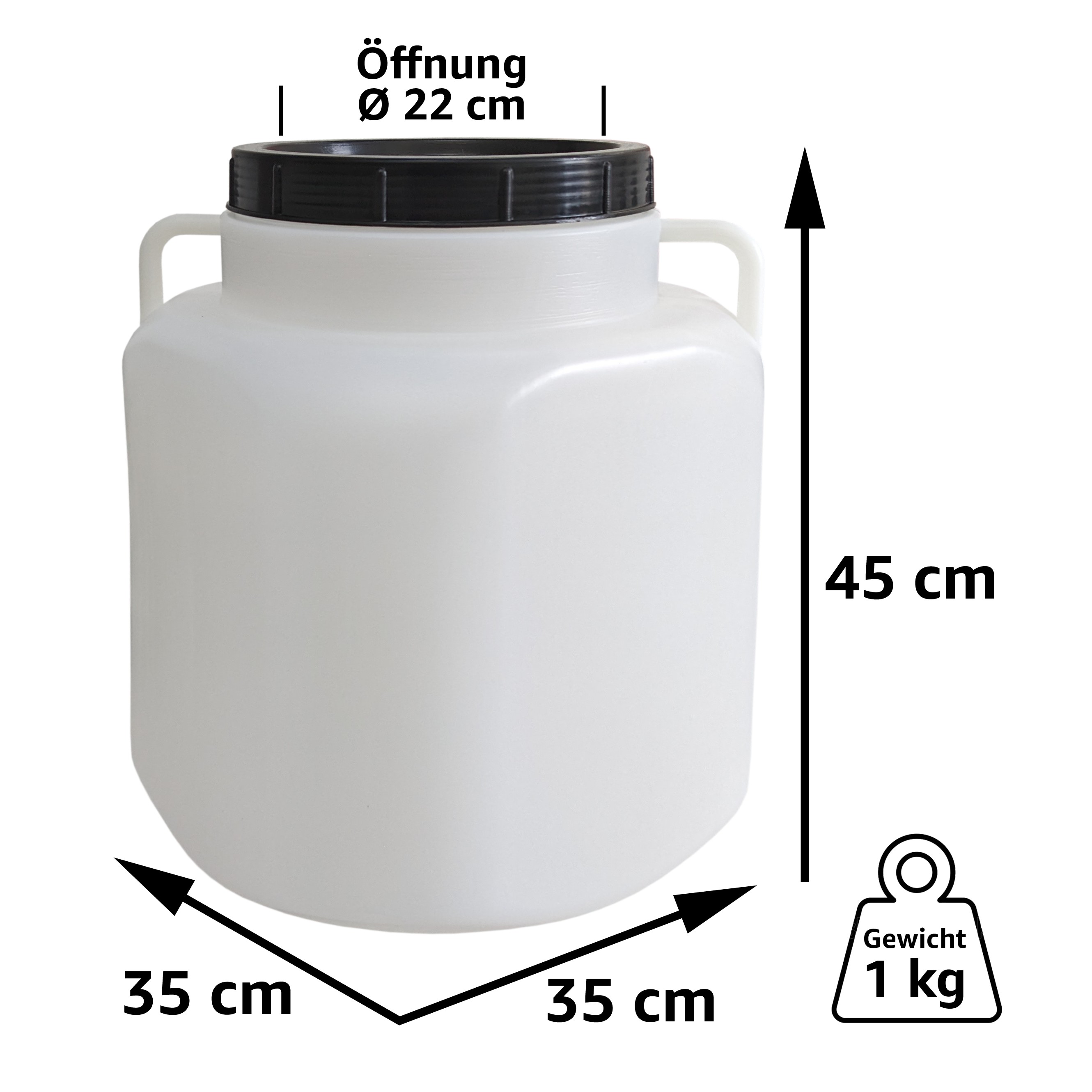 22530_bemassung 40 Liter Schraubdeckelfass eckig