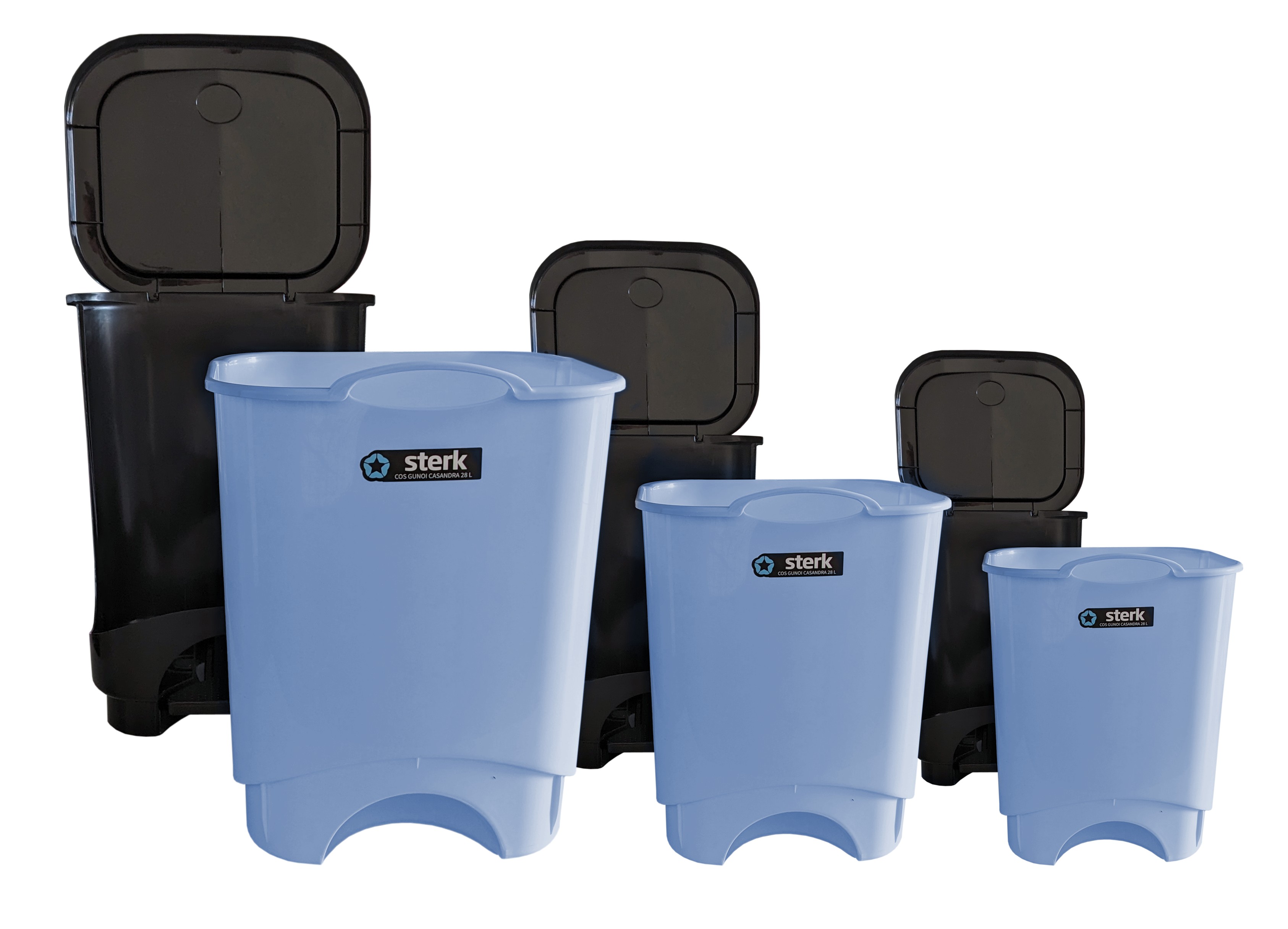 3er Set Abfalleimer 6 Liter +13 Liter +28 Liter