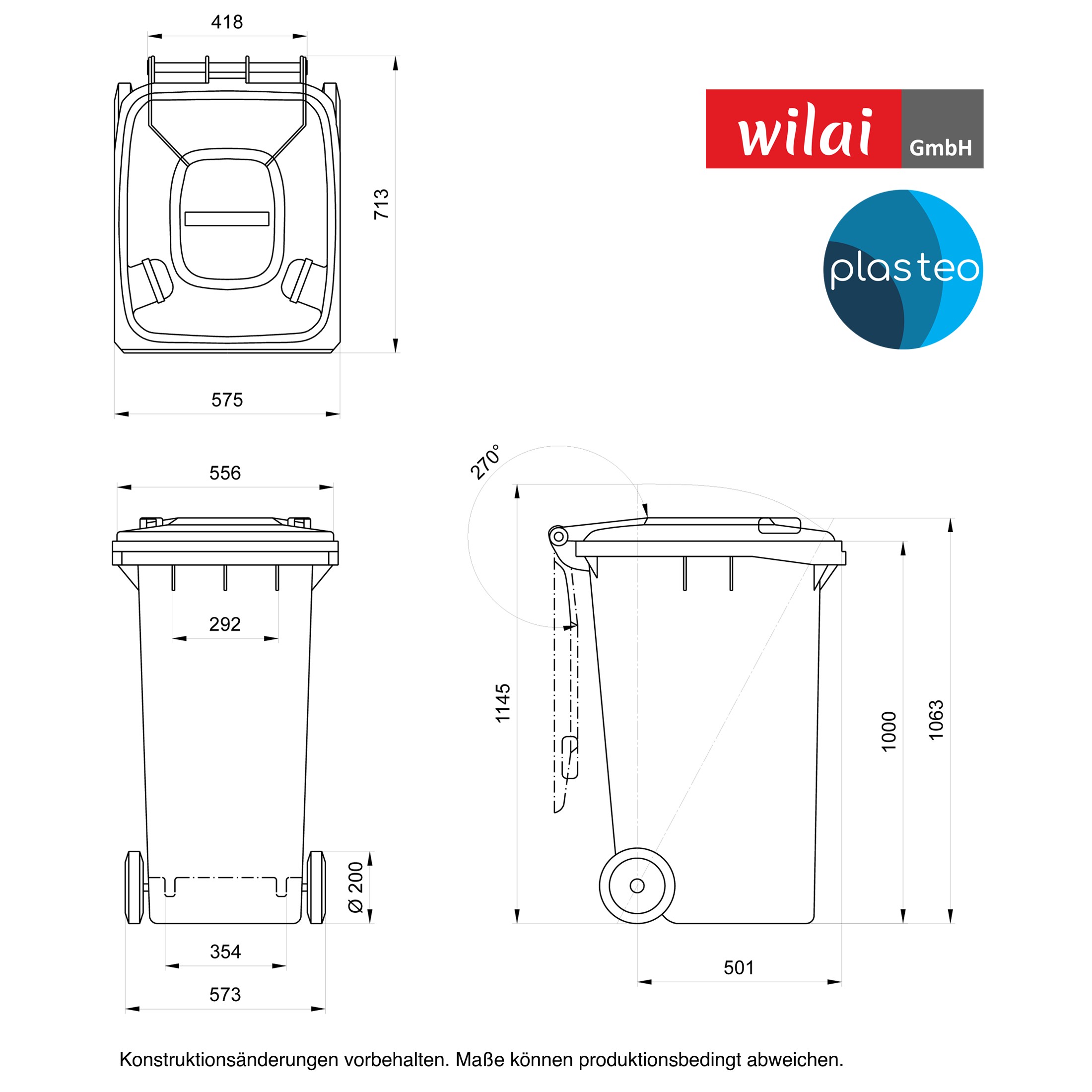 22619_abmessungen MGB 240 Liter Mülltonne Gelb - Made in Germany