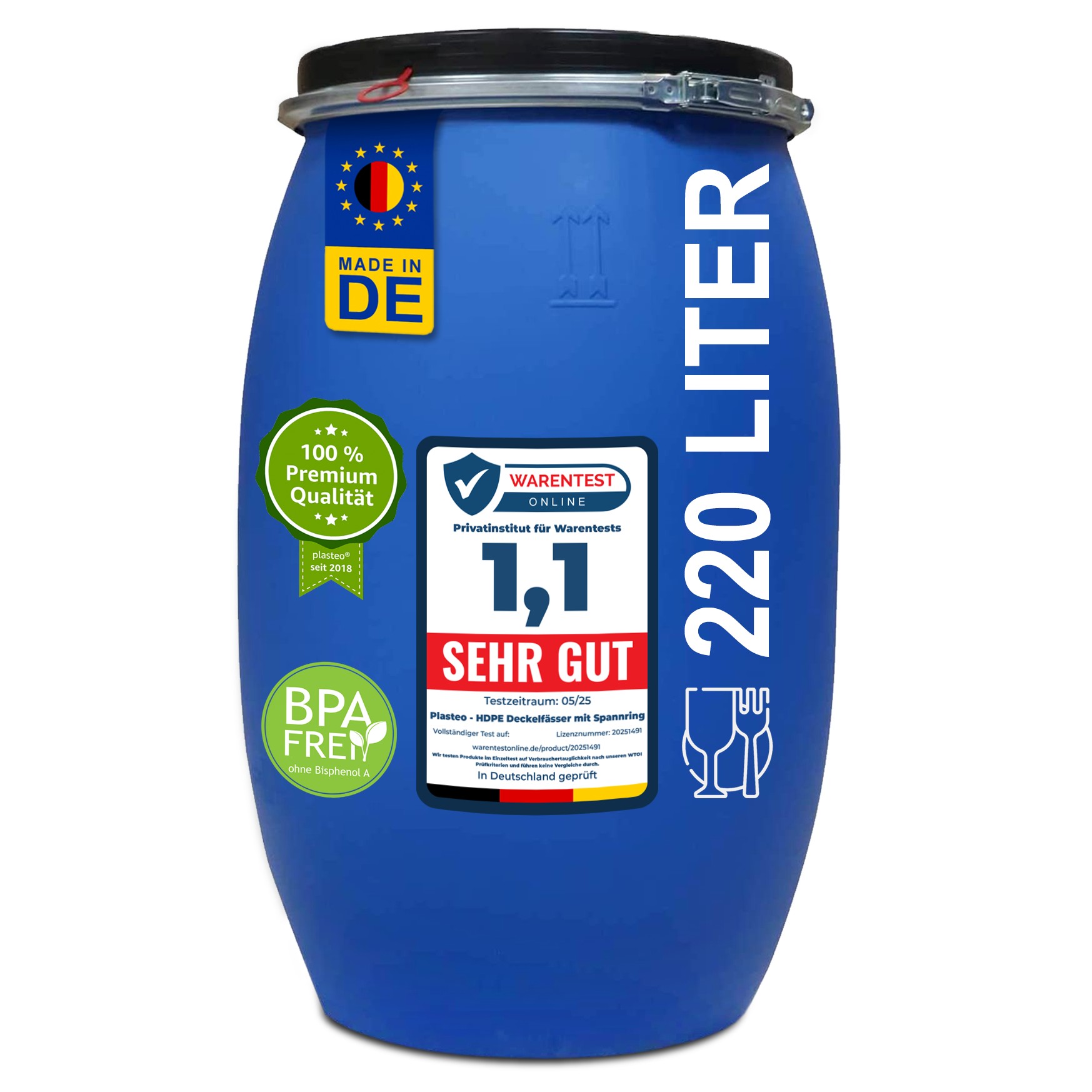 220 Liter Deckelfass Made in DE