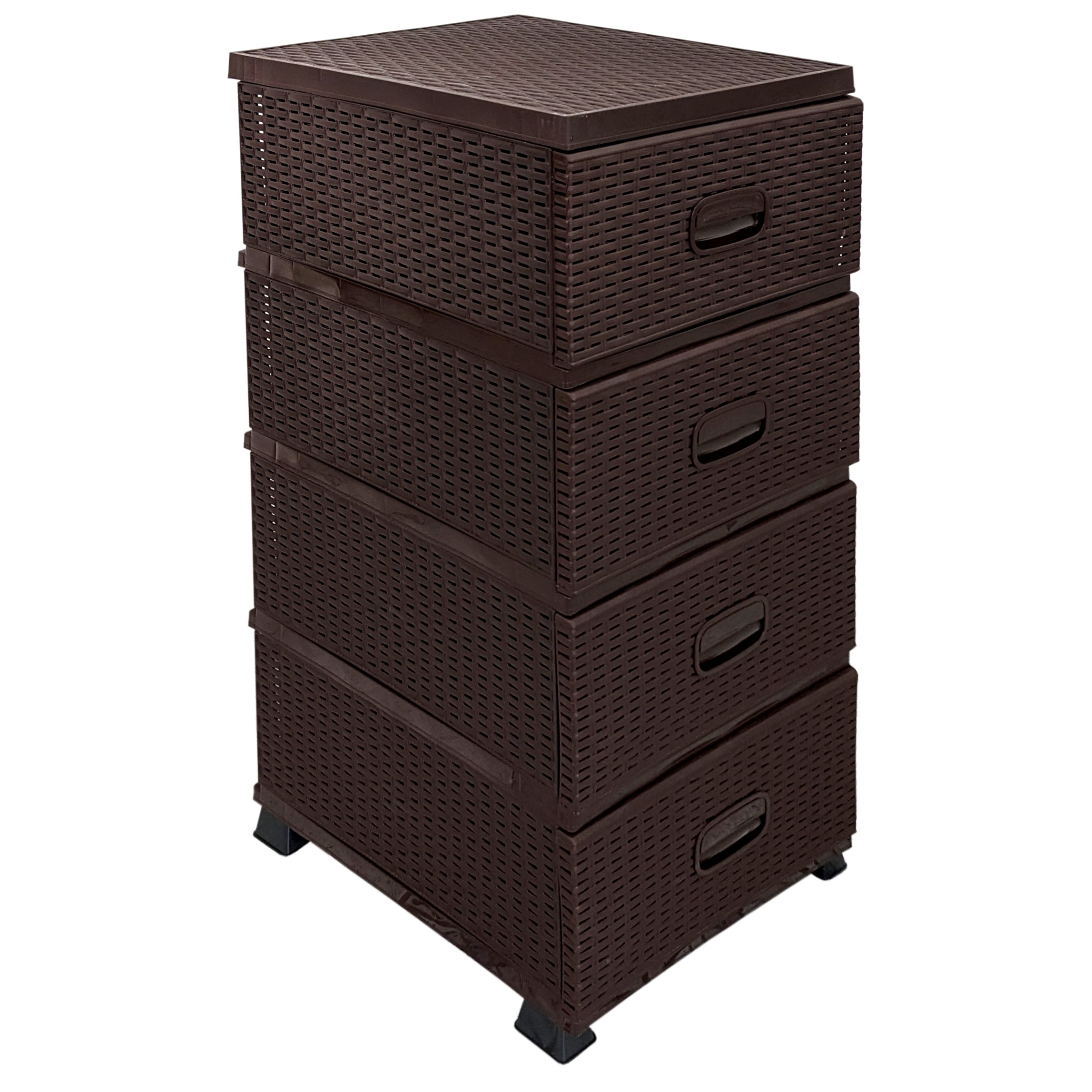 Regal mit 4 Schubladen in Rattanoptik