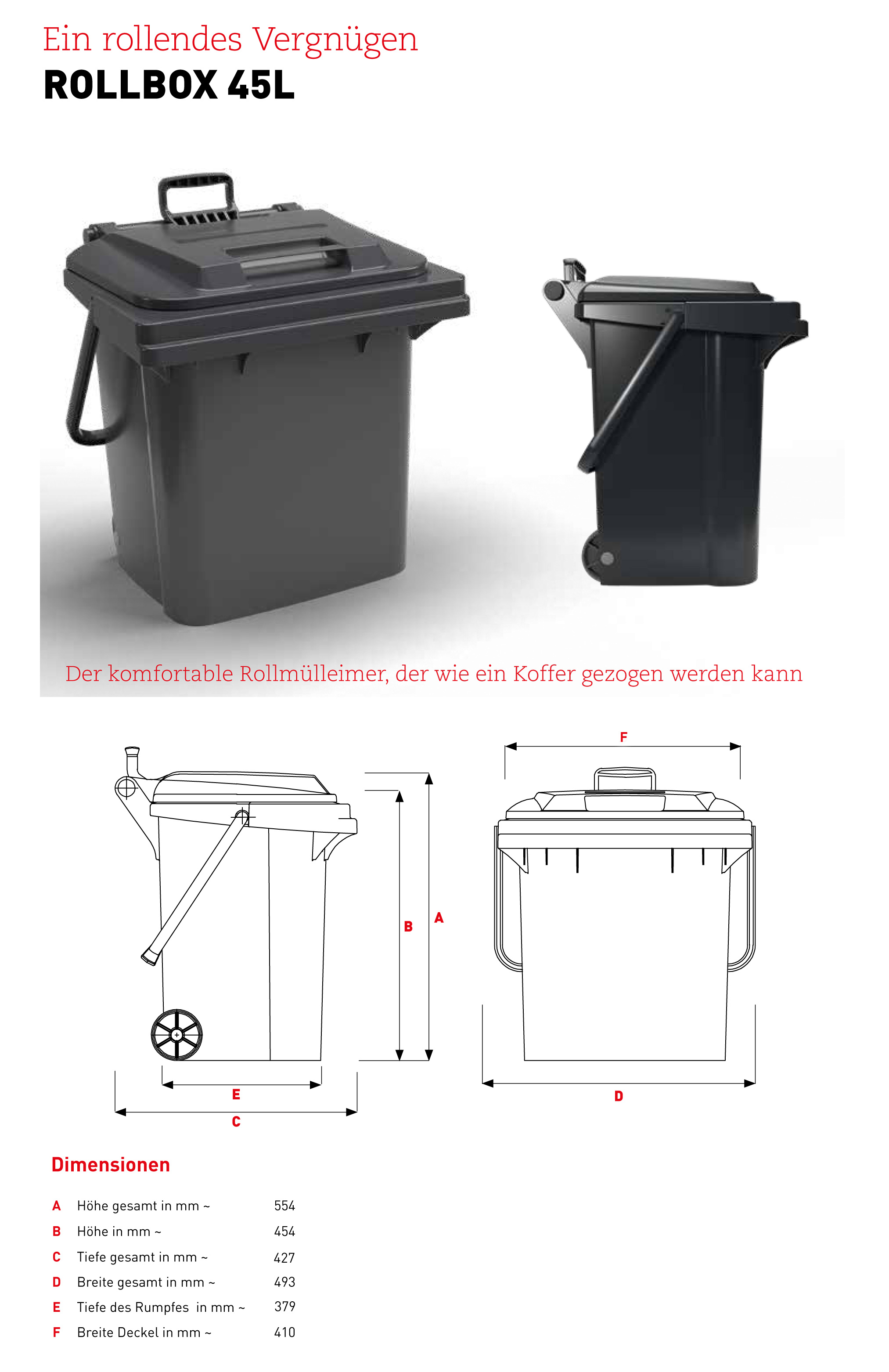 Sulo-Rollbox-Abmessungen Sulo Rollbox 45 Grau