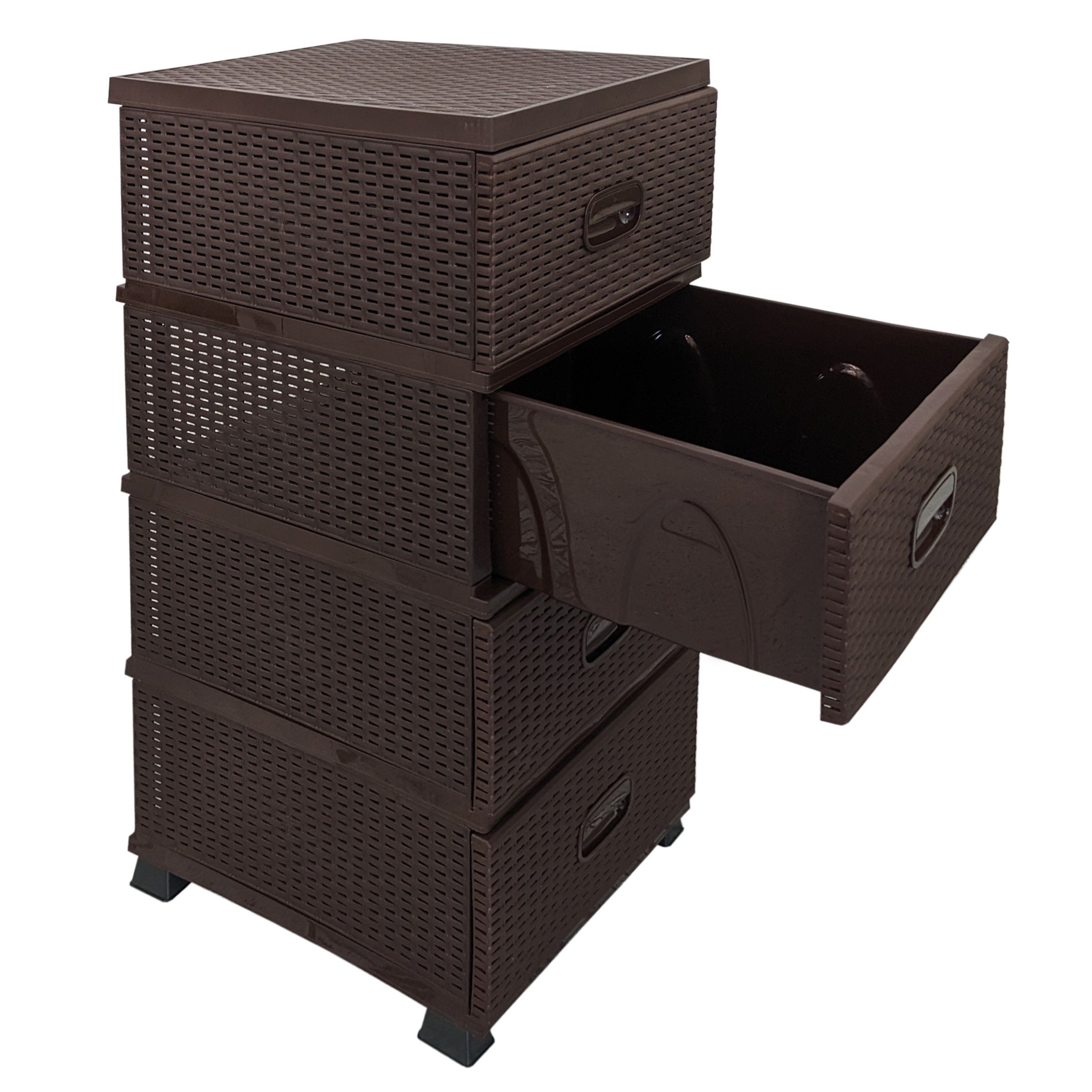 Regal mit 4 Schubladen in Rattanoptik