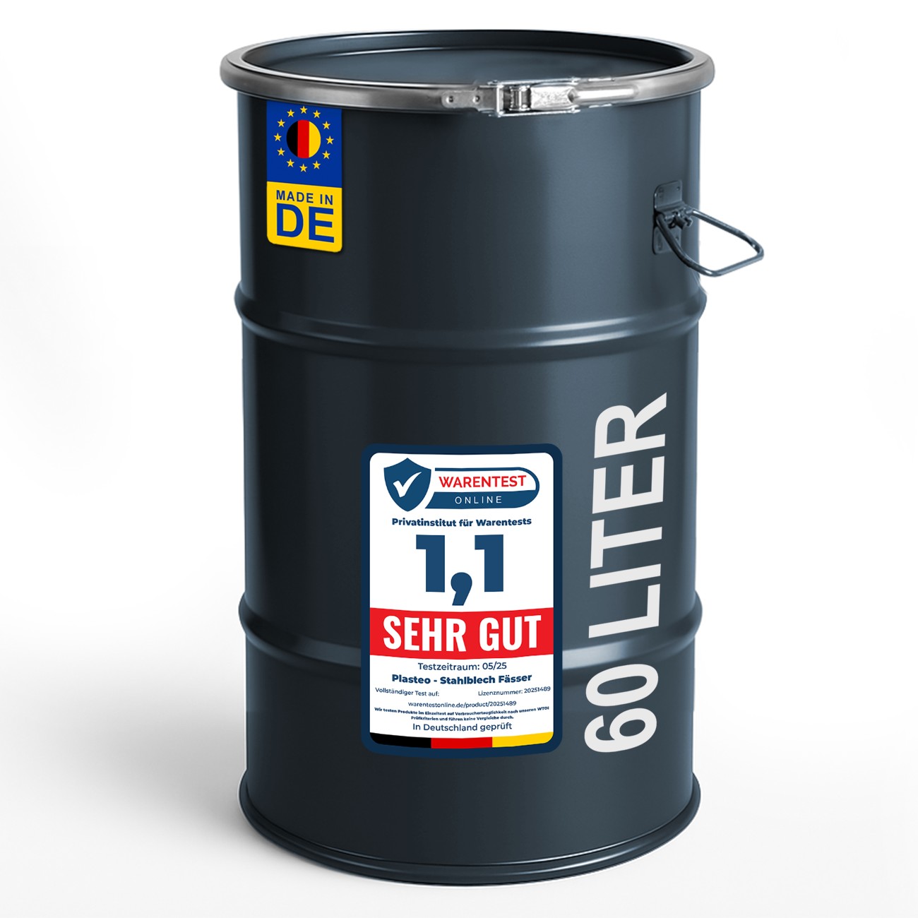 Stahlfass 60 Liter Deckelfass Anthrazitgrau Stahlfass 60 Liter Deckelfass Anthrazitgrau