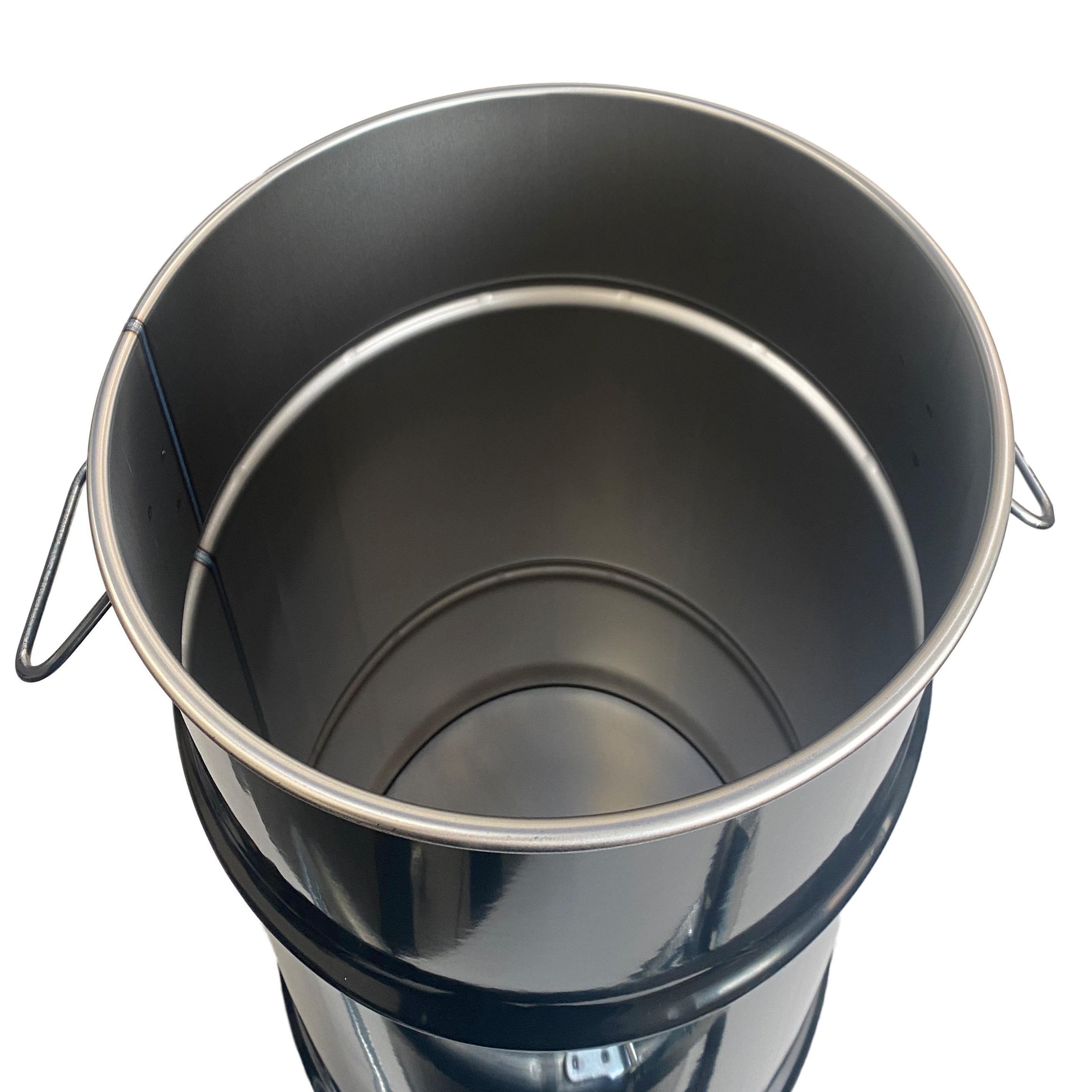 23041_1b Stahlfass 60 Liter Deckelfass Tiefschwarz