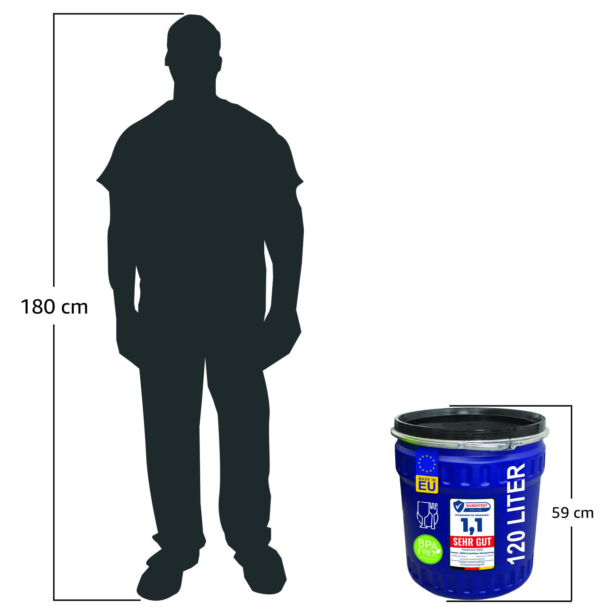 120 Liter Deckelfass konisch Made in EU