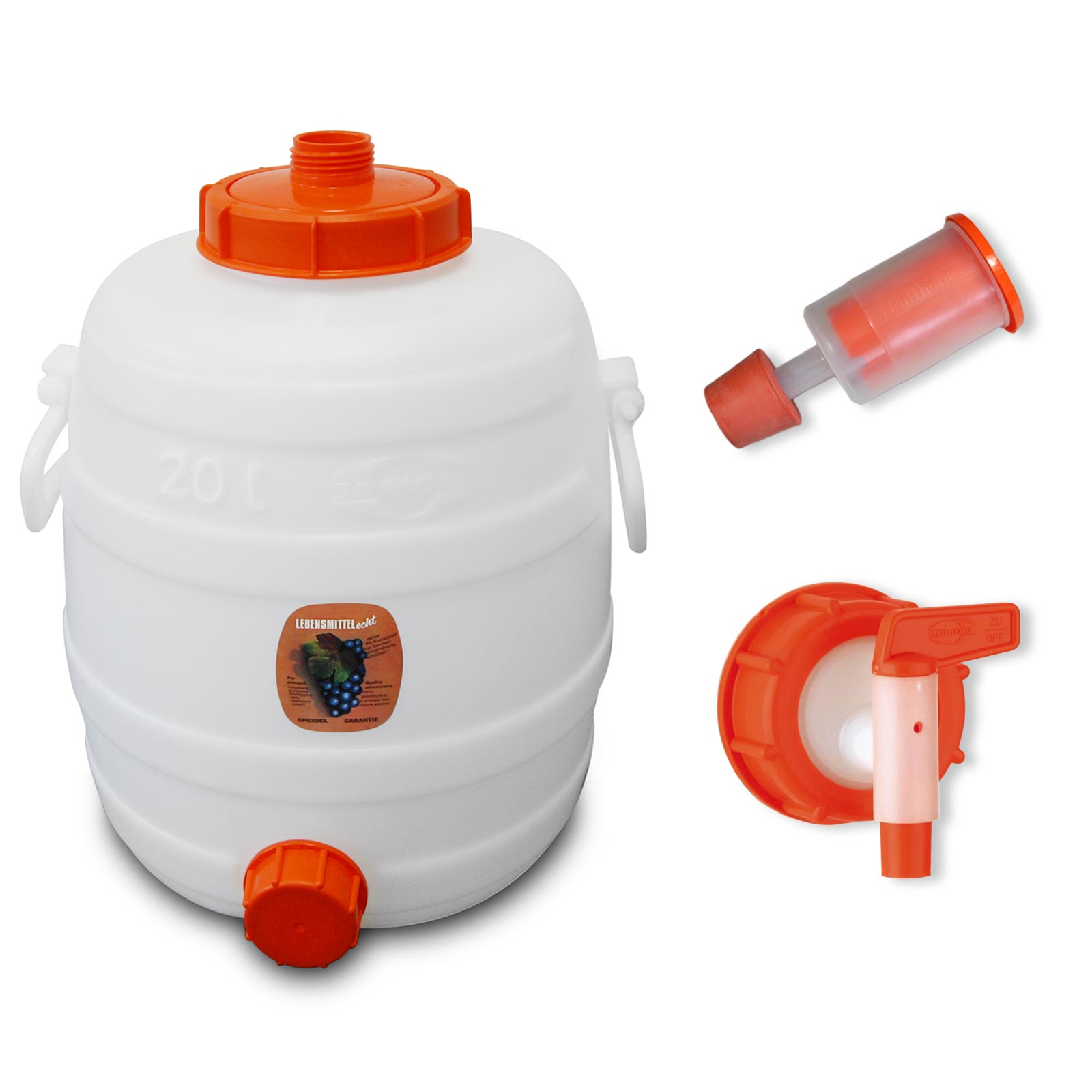 22131_22137_22138_galerie Gärfass 20 Liter mit Auslaufhahn NW 10 und Gärspund