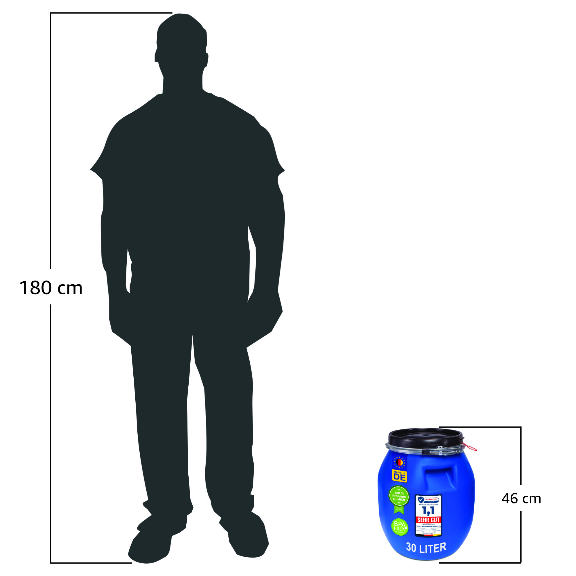 30 Liter Deckelfass 46 cm hoch Made in DE 30 Liter Deckelfass 46 cm hoch Made in DE